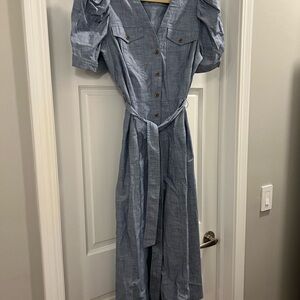 Calvin Klein Blue/Gray Puff Sleeve Sundress NWT